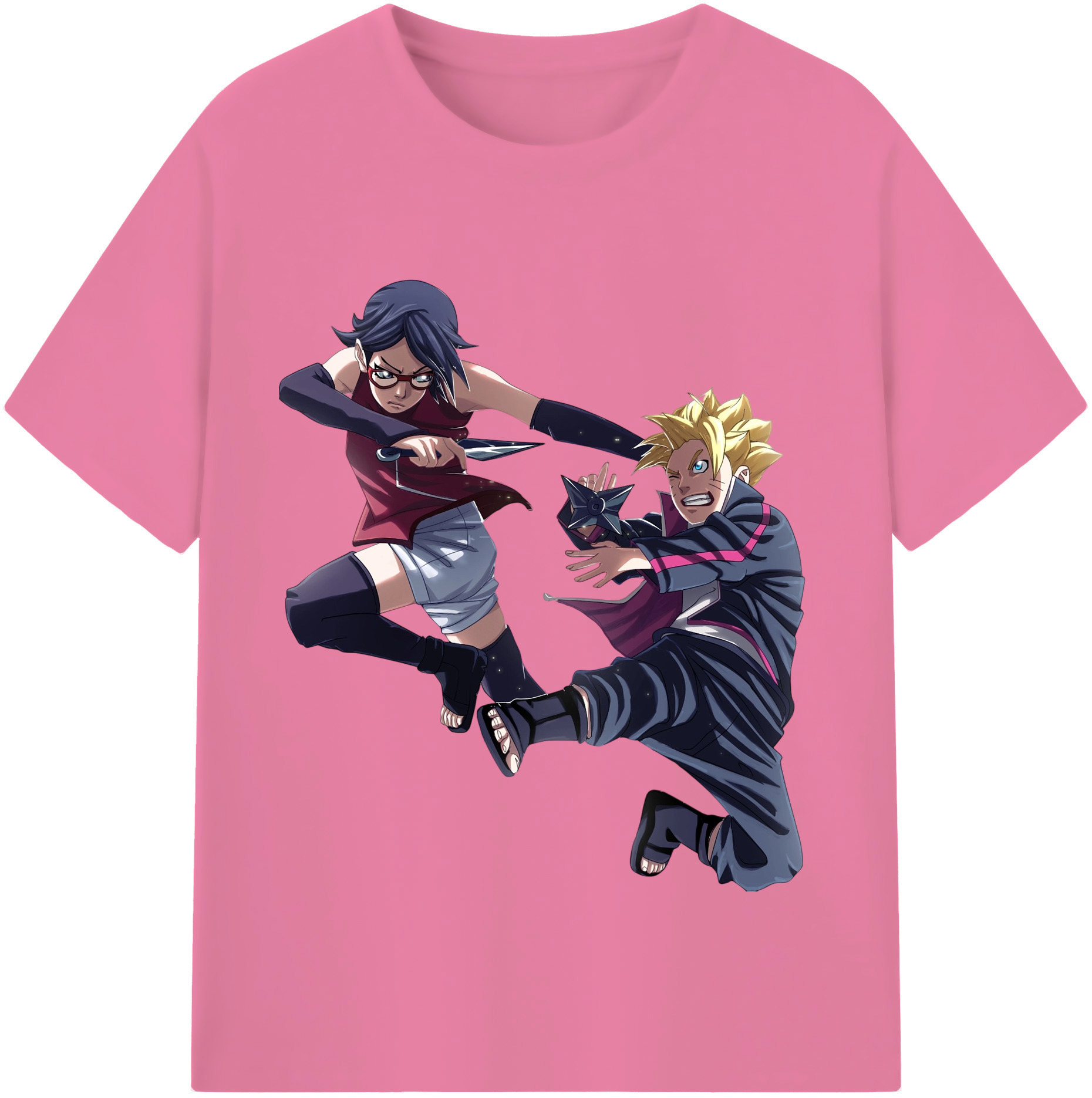 （画像用） NARUTO -ナルト- うちは サラダ Uchiha Sarada 綿100％半袖Tシャツ（フロントプリント）